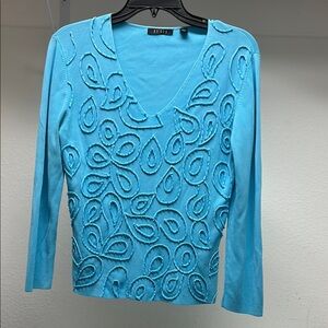 Cyrus Embellished Blue 3/4 Sleeve Blouse